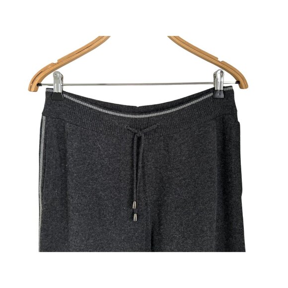 ZegnaSport Charcoal Gray Wool & Cashmere Blend Wide-Leg Track Pants With Drawstr - Picture 6 of 8